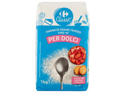 Carrefour Classic Farina di Grano Tenero Tipo "0" per Dolci 1 kg