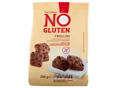 Carrefour No Gluten Frollini con Cacao e Gocce di Cioccolato Fondente 200 g