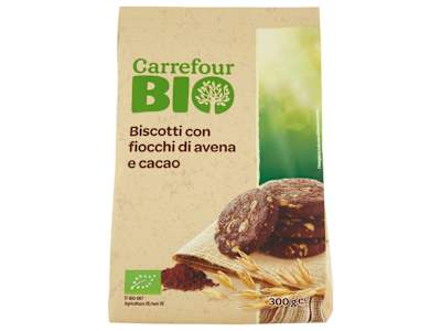 Carrefour Bio Biscotti con fiocchi di avena e cacao 300 g