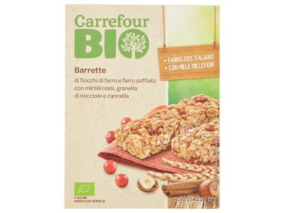 Carrefour Bio Barrette di fiocchi di farro e farro soffiato con mirtilli rossi 5 x 25 g