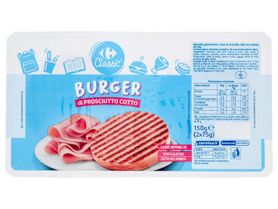 Carrefour Classic Burger di Prosciutto Cotto 2 x 75 g