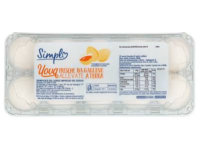 Simpl Uova Fresche da Galline Allevate a Terra 10 uova fresche di vario calibro 500 g