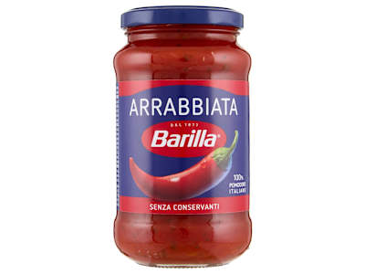 Barilla Sugo Arrabbiata Pomodoro e Peperoncino con 100% Pomodoro Italiano Condimento per Pasta 400g
