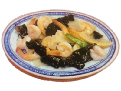 Gamberi con Funghi e Bambù