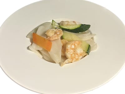 Gnocchi di Riso con Verdure e Gamberi