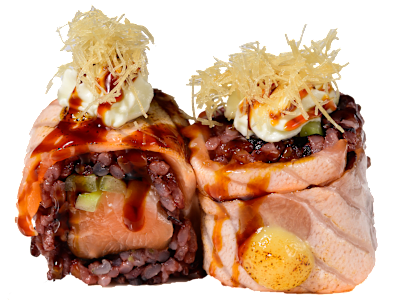 Black Salmon Flambe Roll