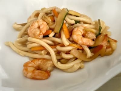 Udon con Gamberi