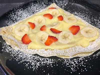 Crepe con Crema Pasticcera, Banane e Cocco