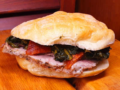 Panino con Porchetta e Cicoria