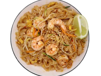 Pai thai con gamberi