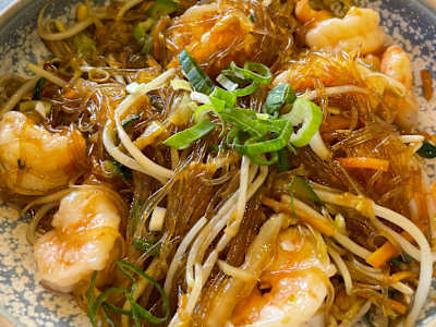106.Spaghetti di Soia con gamberi