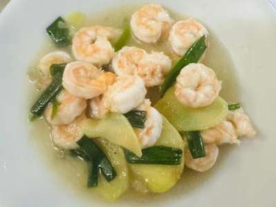 Gamberetti con Cipolline e Zenzero