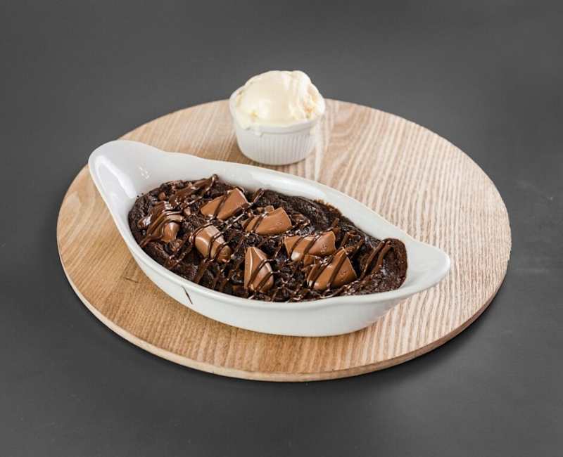 Galaxy cookie dough with chocolate sauce