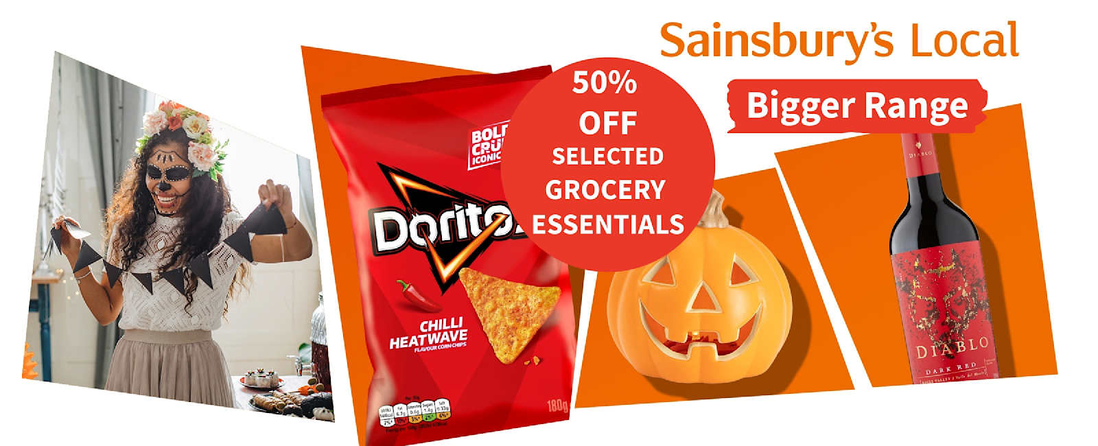 50% off selected grocery essentials. Sainsbury's Local Bigger range