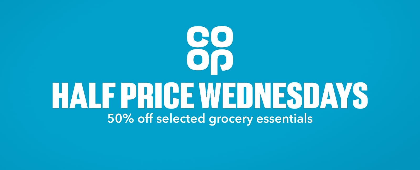 Half Price Wednesdays 50% off selected grocery essentials