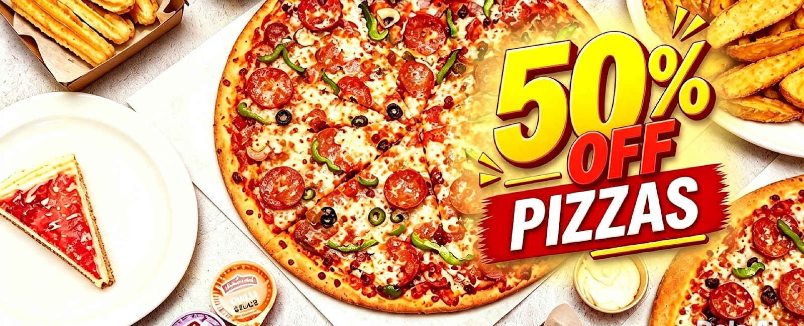50% off pizzas