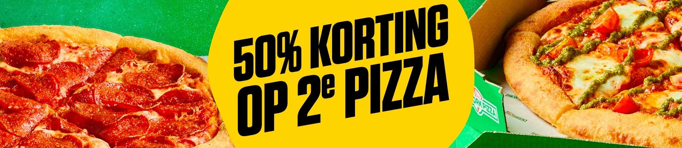 50% korting op 2e pizza