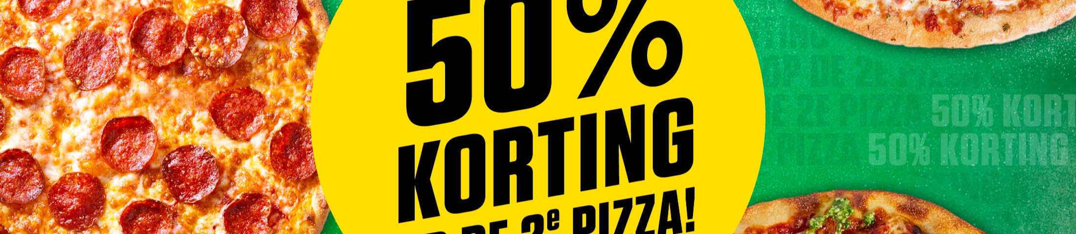 50% korting op de 2e pizza!