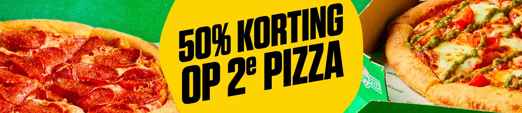 50% korting op 2e pizza