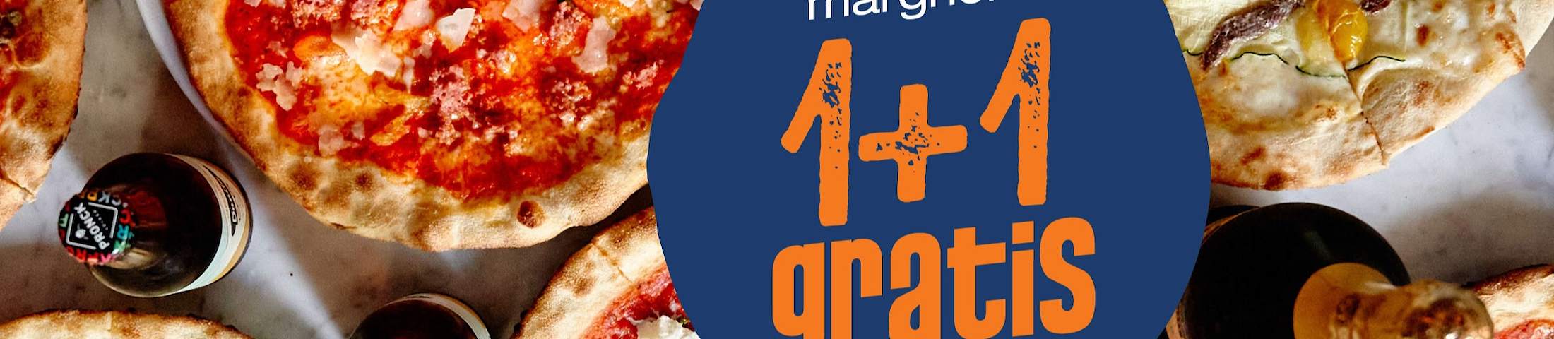 pizza margherita 1 + 1 gratis zo t/m do