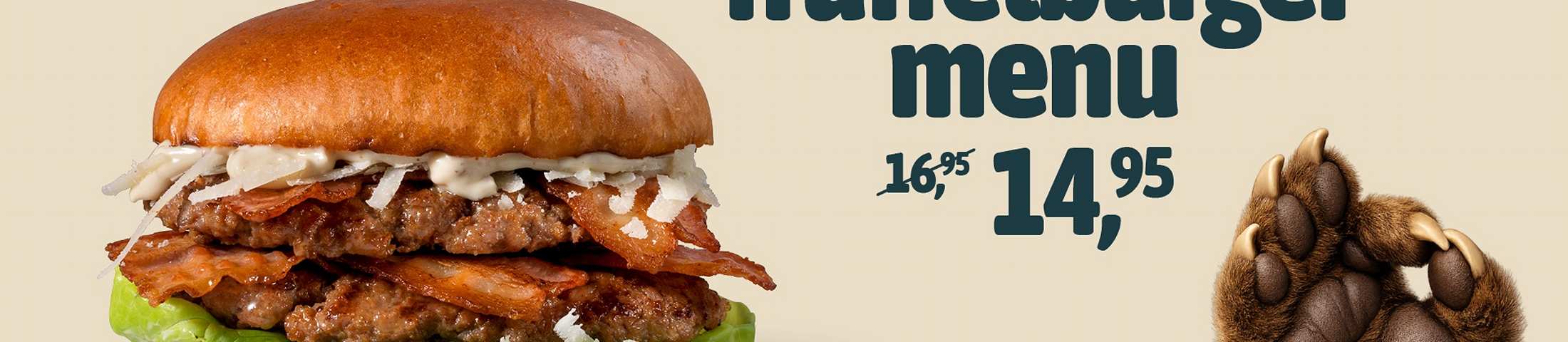 Truffelburgermenu van 16,95 voor 14,95