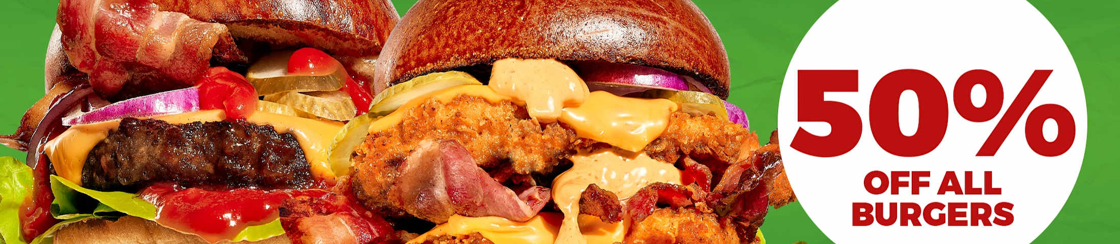 50% off all burgers