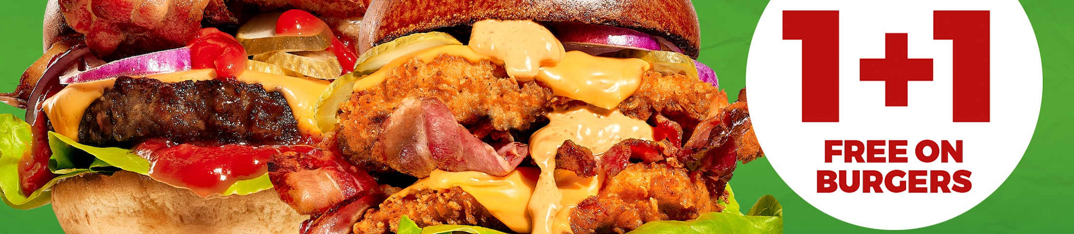 1+1 free on burgers