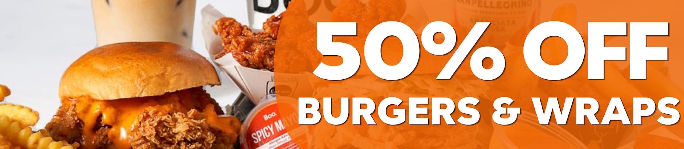 50% off Burgers/ Wraps