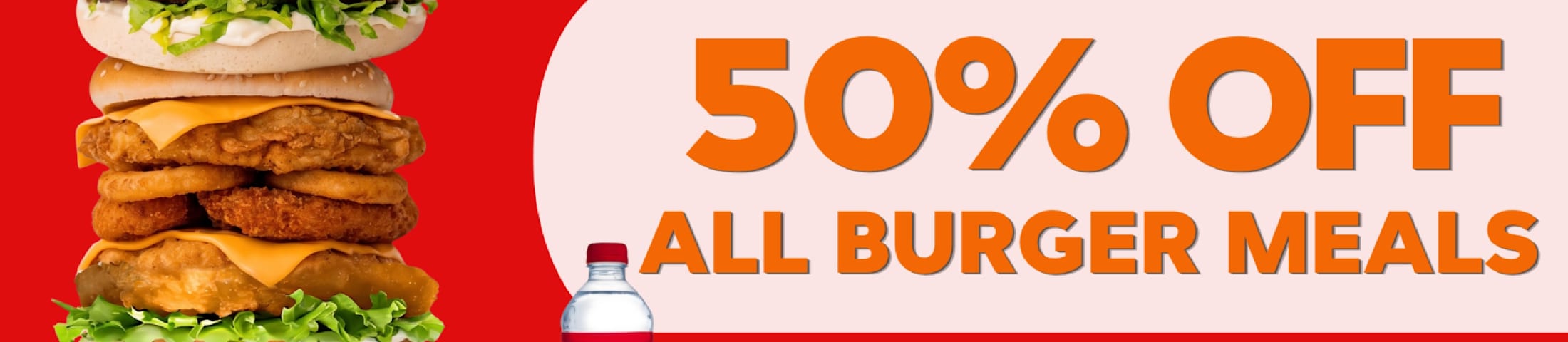 50% off all burger meals