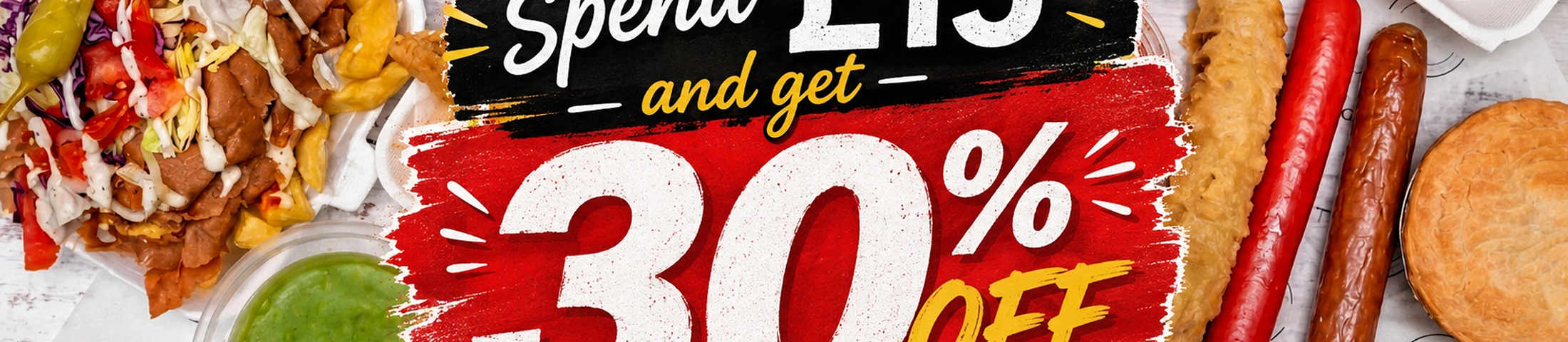 Spend £15 and get 30% off