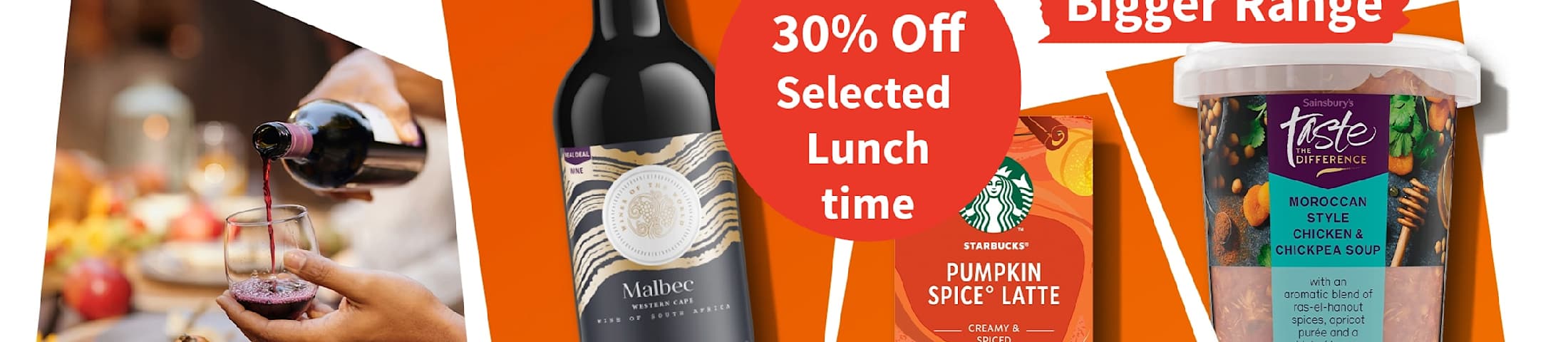 up to 30% off selected lunch time