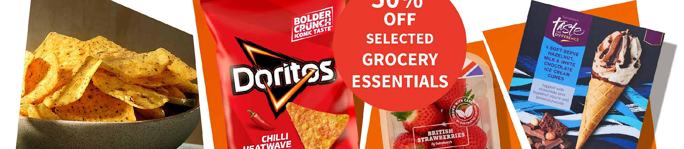 50% off selected grocery essentials. Sainsbury's