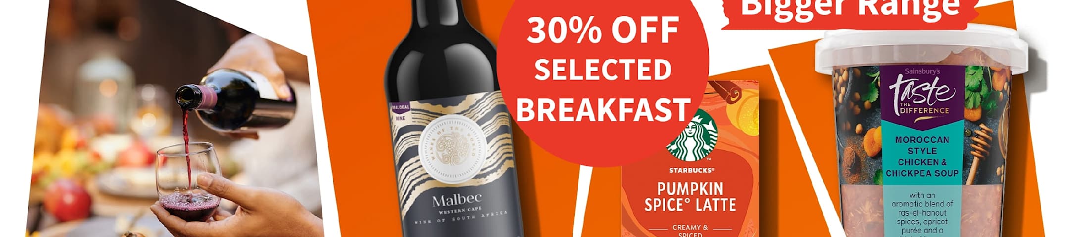 Up to 30% off selected breakfast. Sainsbury's local bigger range