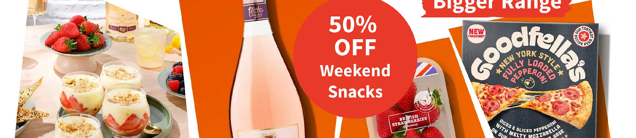 50% off weekend snacks. Sainsbury's Local bigger range