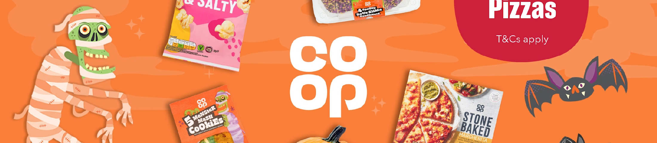 50% off pizzas, T&Cs apply. Co-op