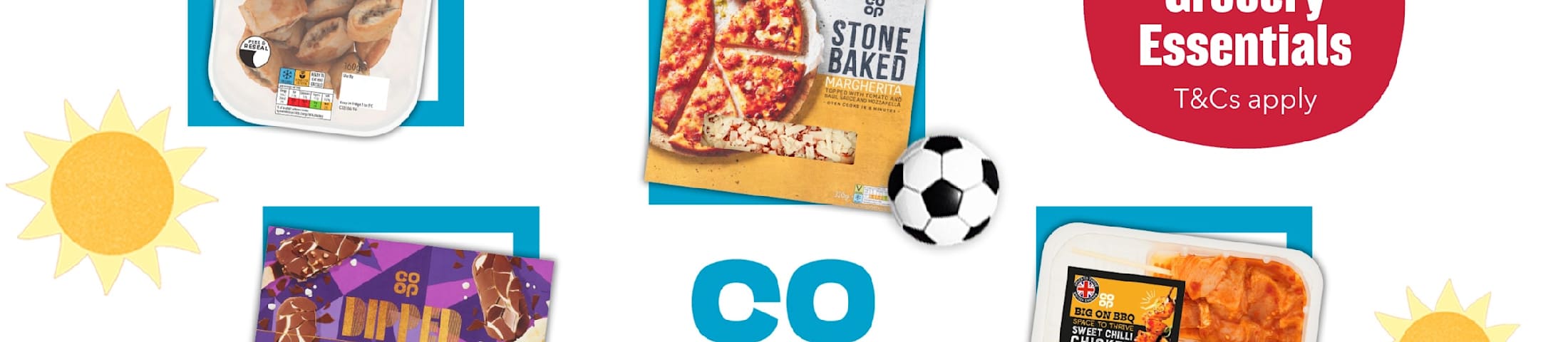 50% off grocery essentials, T&Cs apply. Co-op.