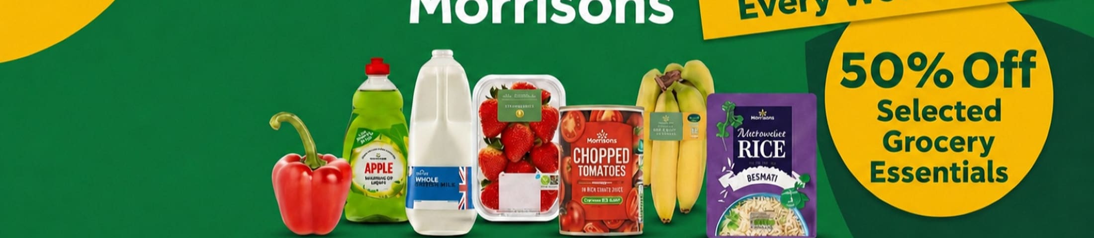 every wednesday 50% off selected grocery essentials