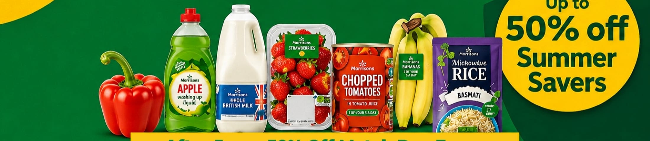 up to 50 % off summer savers after 5 pm up to 50% off match day faves