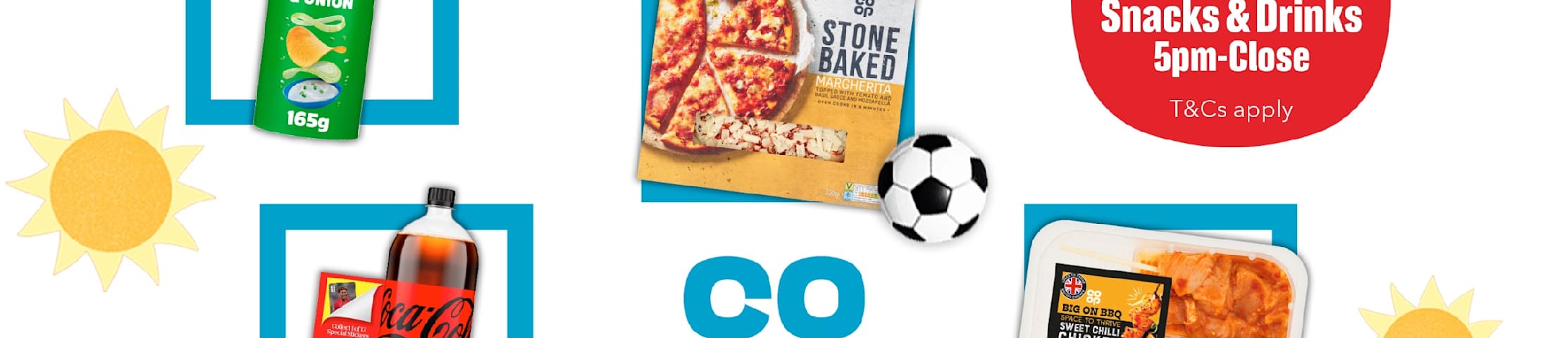 50% off selected pizza, snacks & drinks, 5pm-close. T&Cs apply. Co-op, open till late