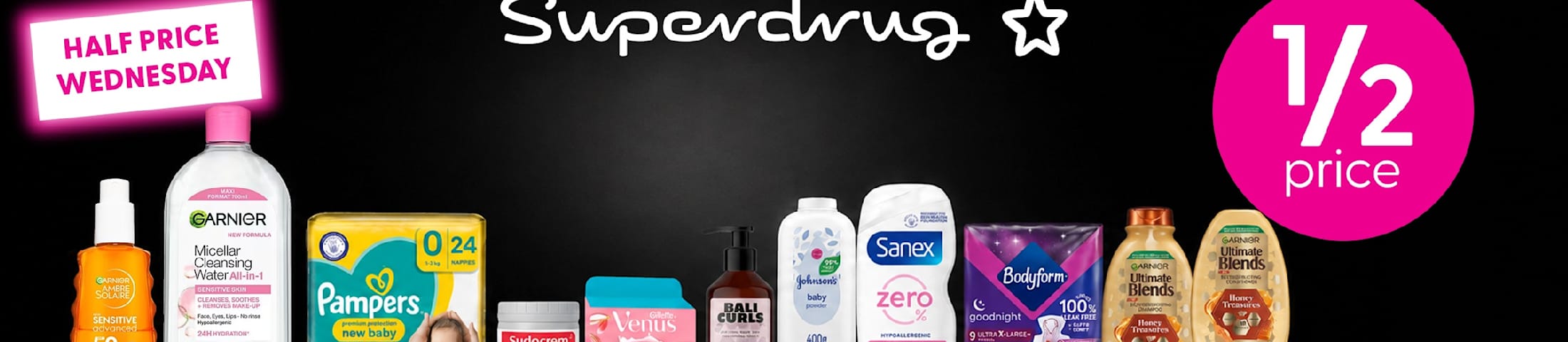 Half price Wednesday. 1/2 price. Superdrug