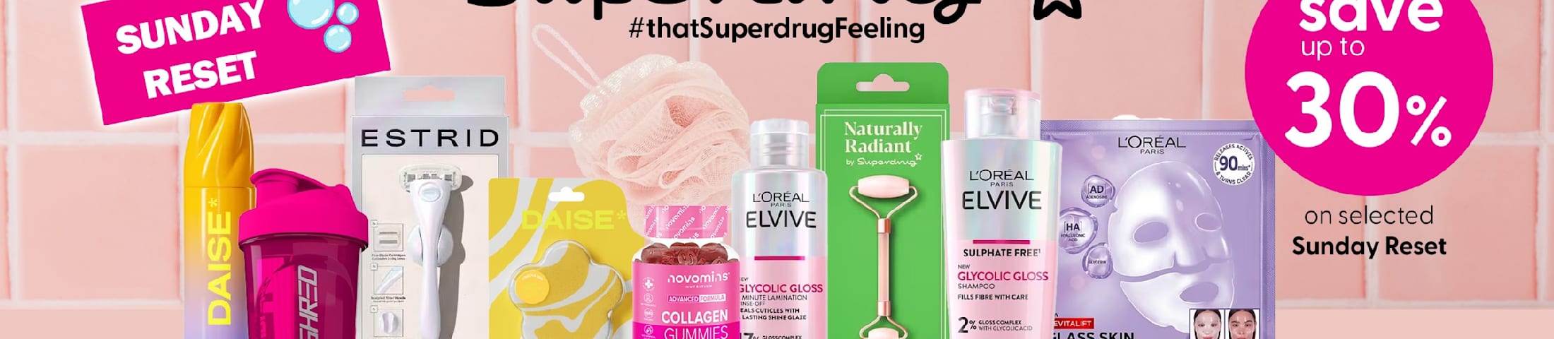 Sunday Reset. Save up to 30% on selected Sunday Reset. Superdrug #thatSuperdrugFeeling