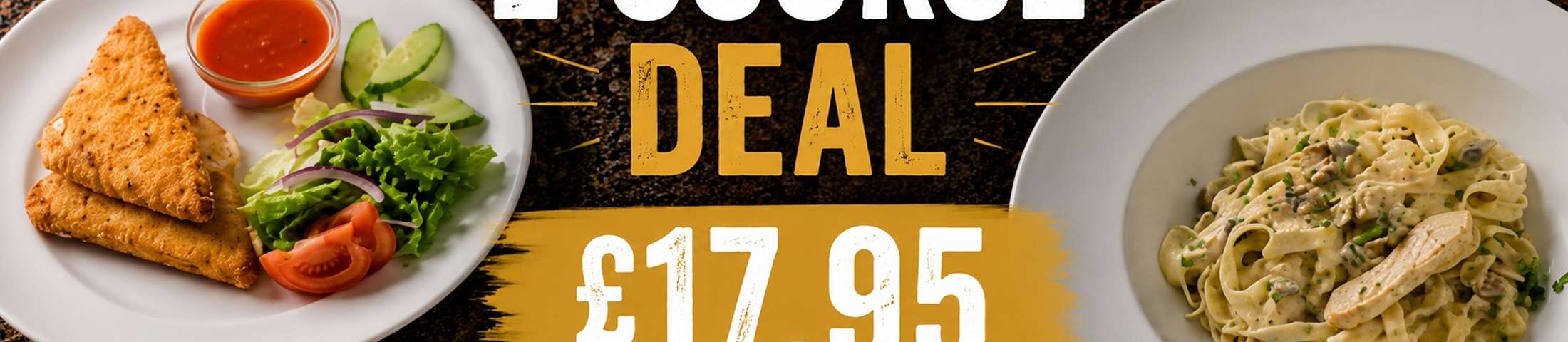 2 course deal for £17,95 . Any starter + any pizza or pasta