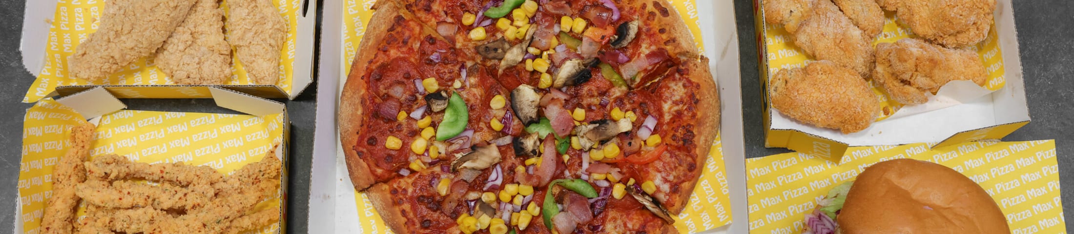 Just eat pizza max outlet