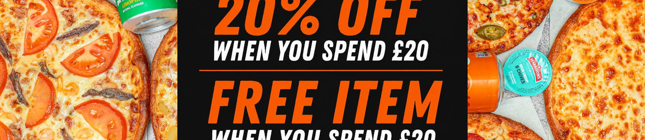 20% off when you spend £20 and free item when you spend £20