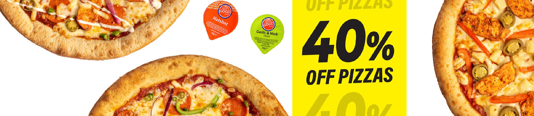 40% off pizzas