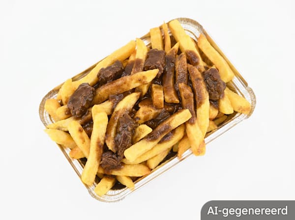 Homemade fries with stewed meat