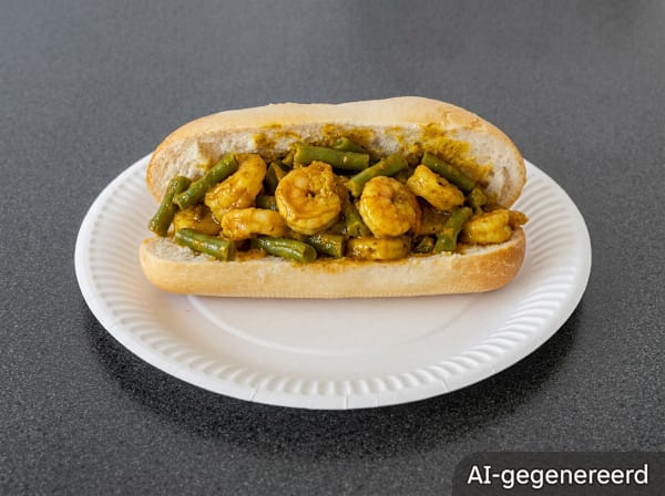 Curry shrimp sandwich 🇸🇷 and green beans 🔥