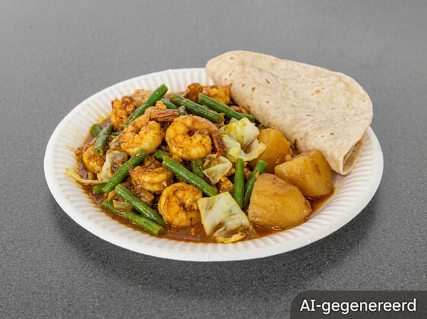 Roti with Curry Prawns