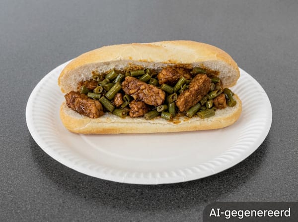 Tempeh and green bean sandwich