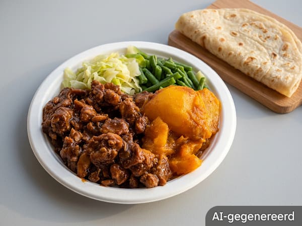 Roti with chicken and pumpkin